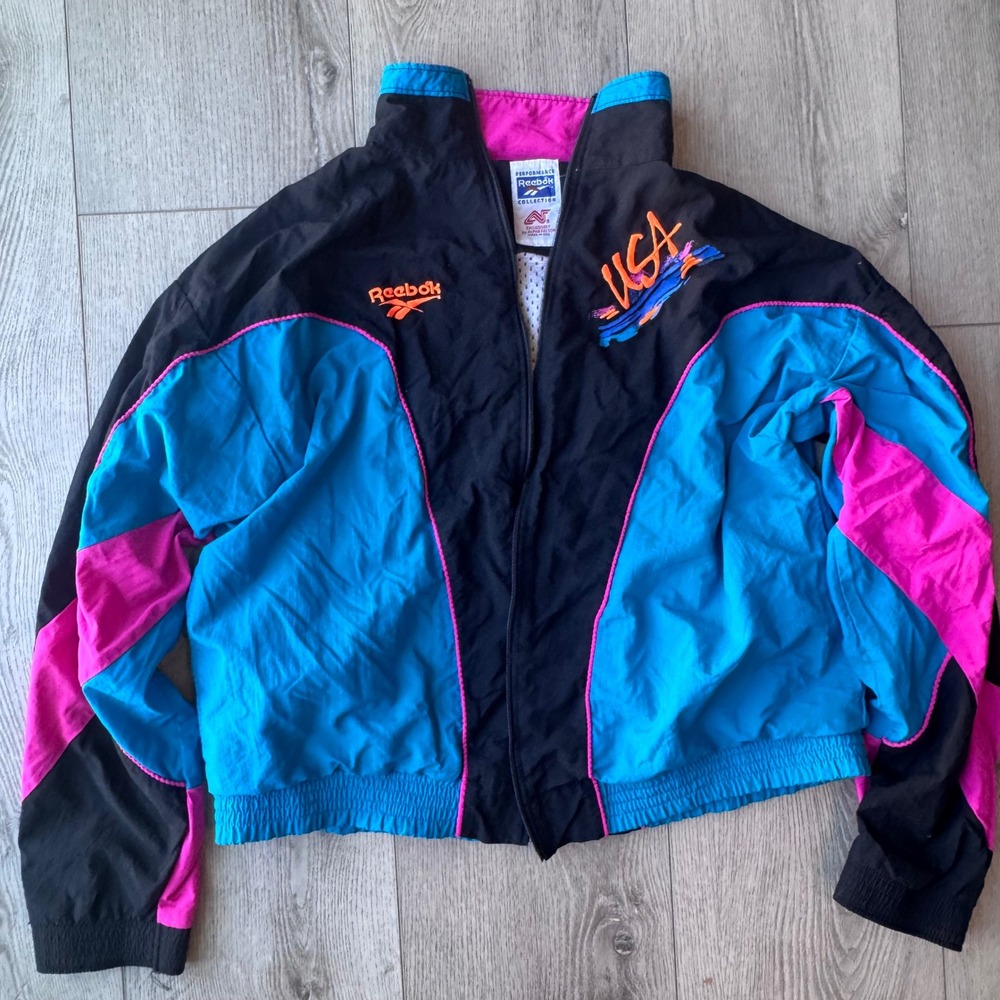 Vintage Reebok 1990 Alpha Factor USA Gymnastics Jacket Colorblock Windbreaker XL